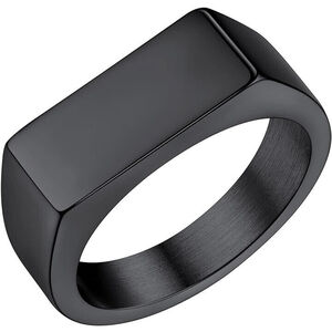 Stainless Steel Signet Ring for Men Women in Black Size 14
